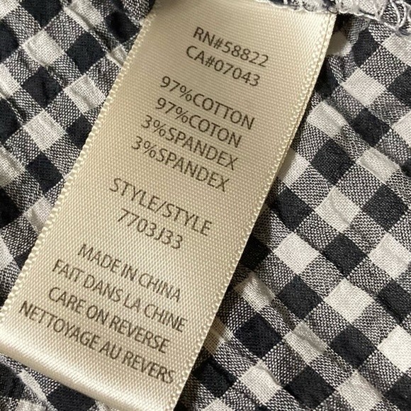MAX Studio Black and White Gingham Check Tie Off Shoulder Top - Picture 3 of 3
